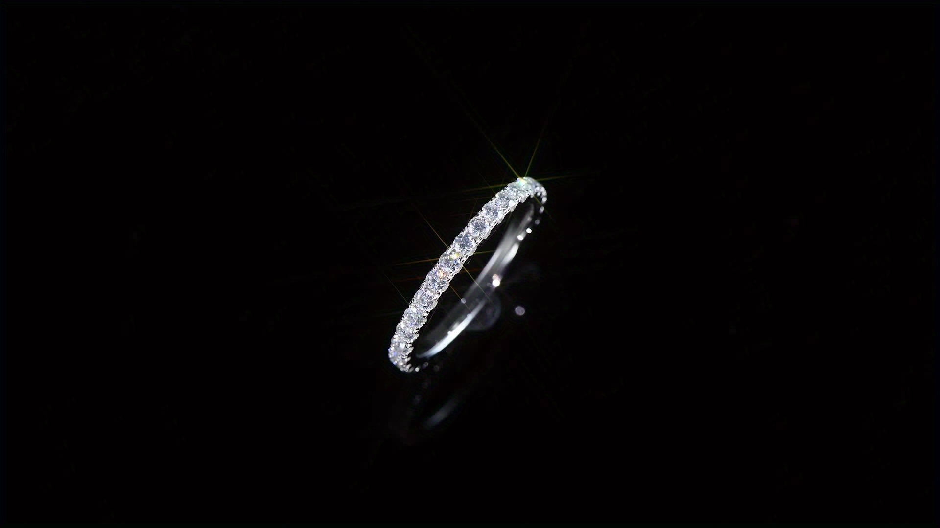 925 Silver Moissanite Stackable Band Ring 2mm 0.03ct Size 4-10